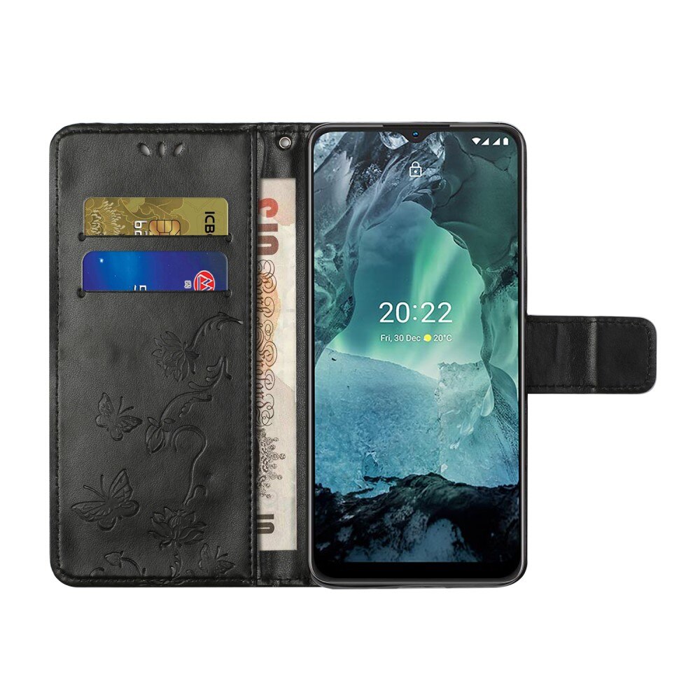Étui en cuir à papillons pour  Nokia G11/Nokia G21, Noir