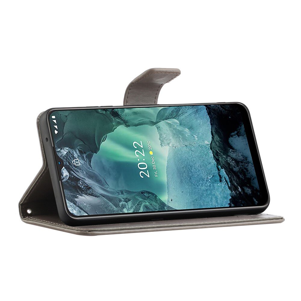 Étui en cuir à papillons pour  Nokia G11/Nokia G21, Gris