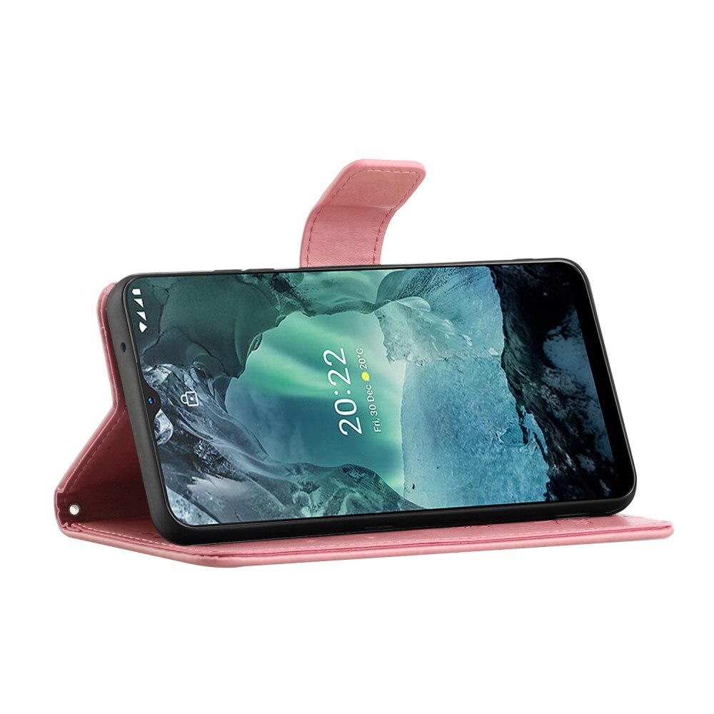 Étui en cuir à papillons pour  Nokia G11/Nokia G21, Rose