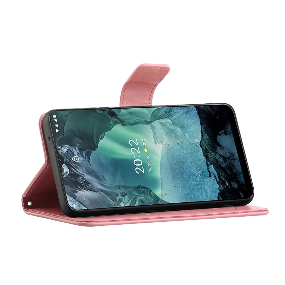 Étui en cuir à papillons pour Nokia G11/G21, rose