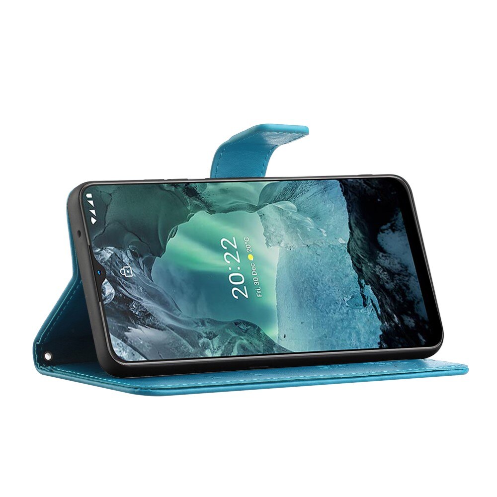 Étui en cuir à papillons pour Nokia G11/G21, bleu