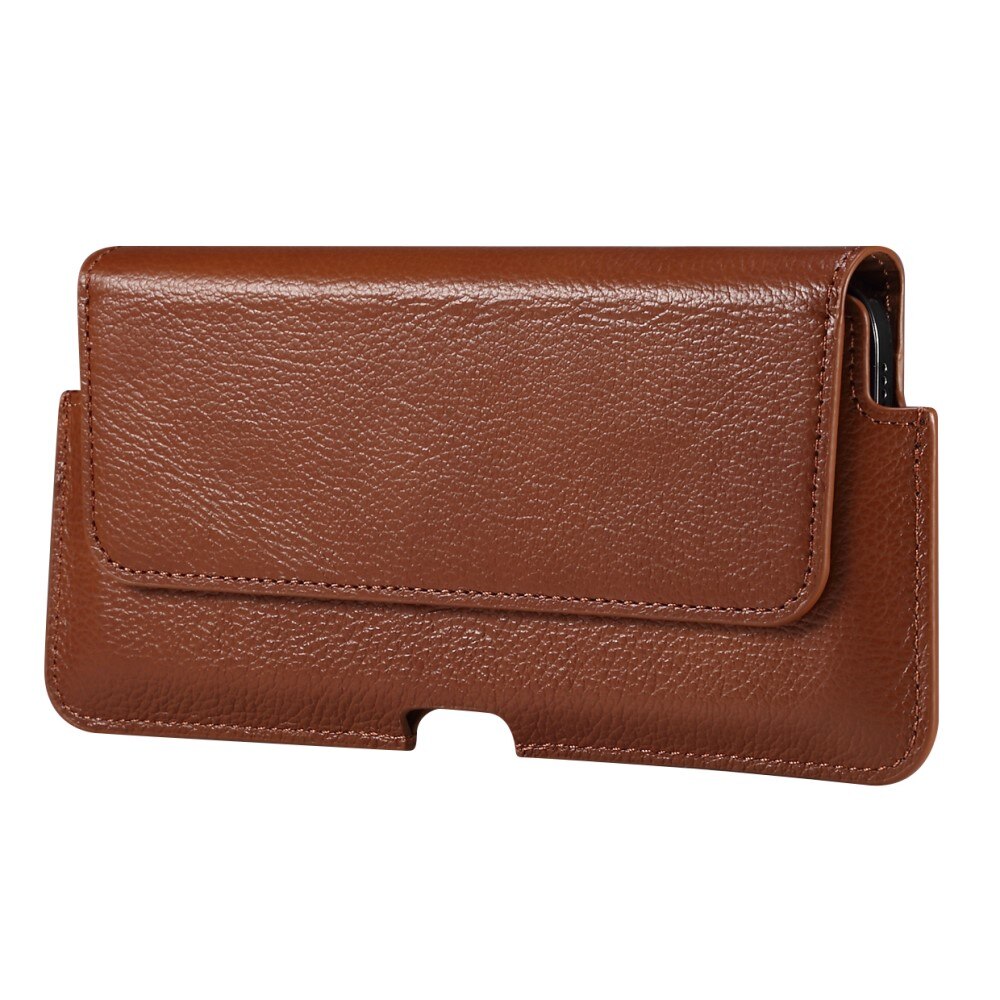 Sac-ceinture en cuir iPhone 16e, marron