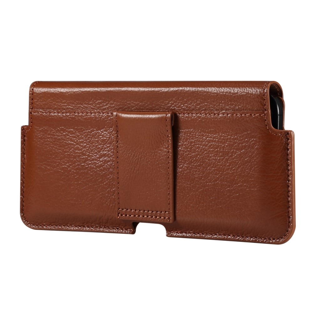 Sac-ceinture en cuir iPhone 16e, marron