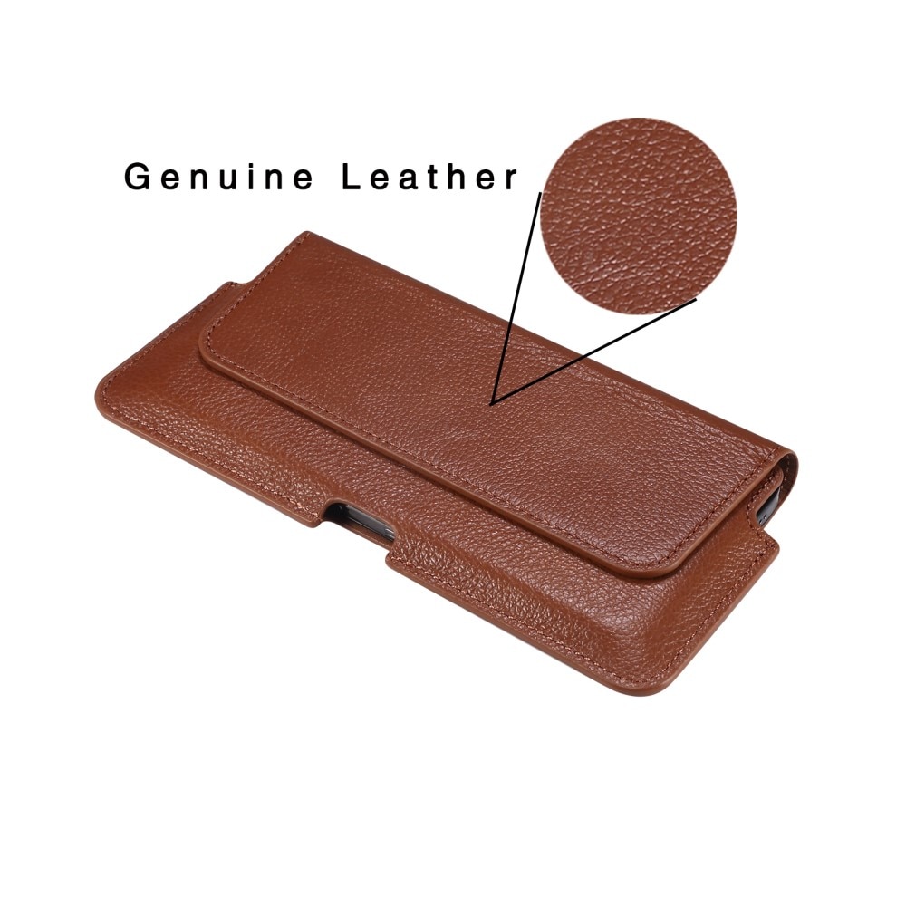 Sac-ceinture en cuir iPhone 16e, marron