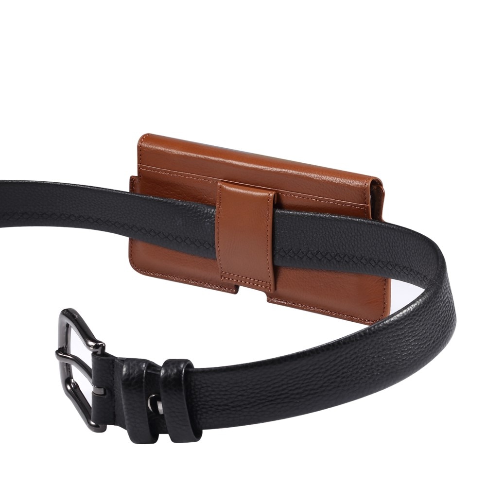 Sac-ceinture en cuir iPhone 16e, marron