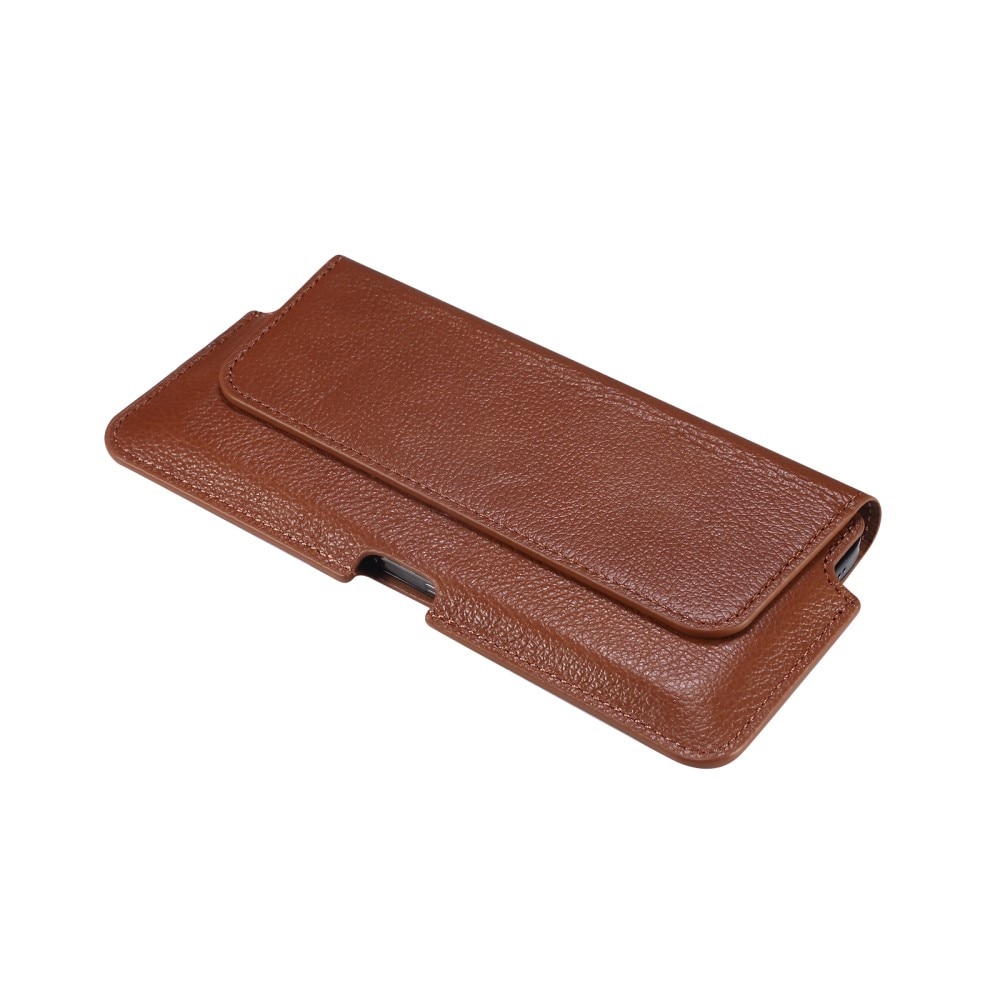 Sac-ceinture en cuir iPhone 16e, marron