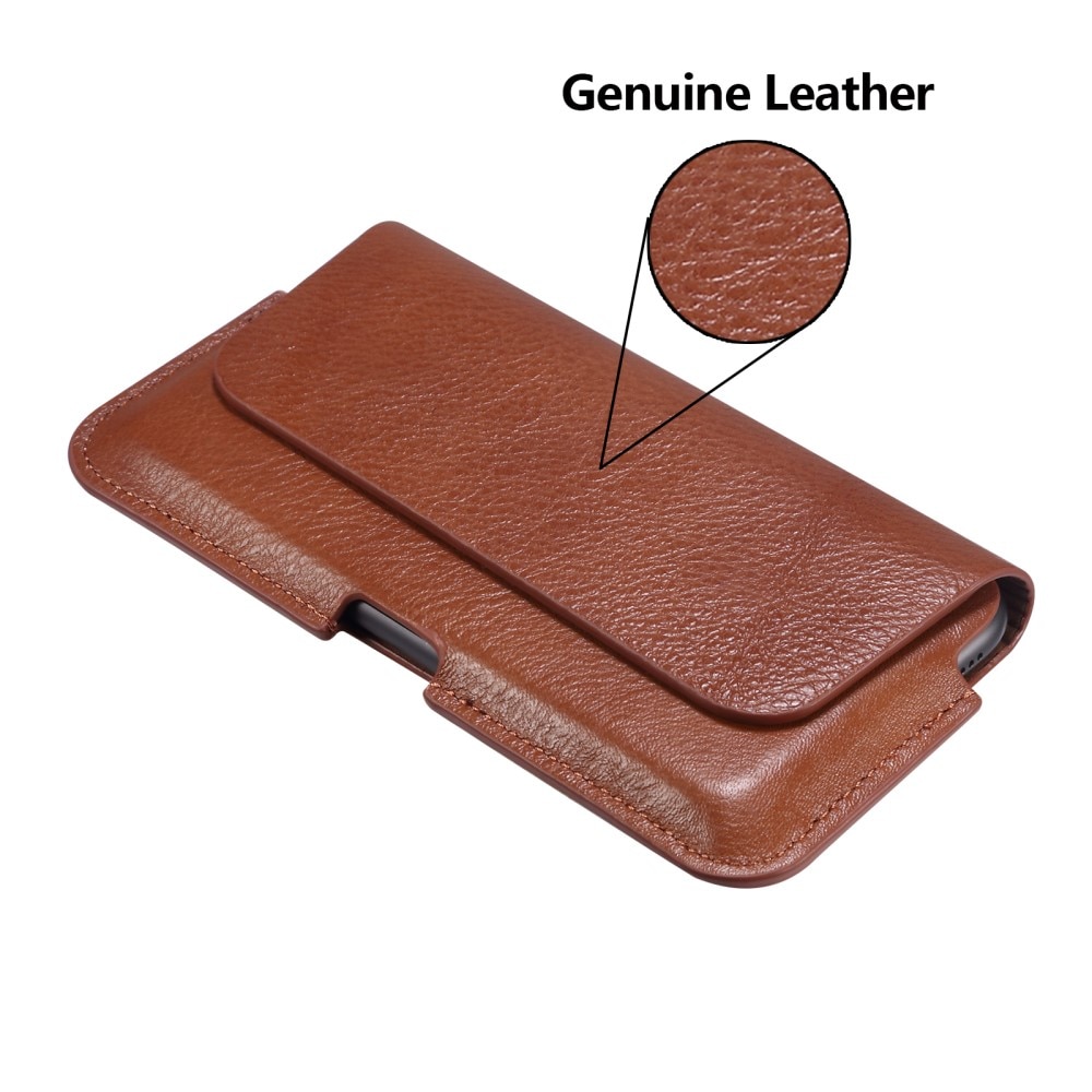 Sac-ceinture en cuir pour mobile XL, marron