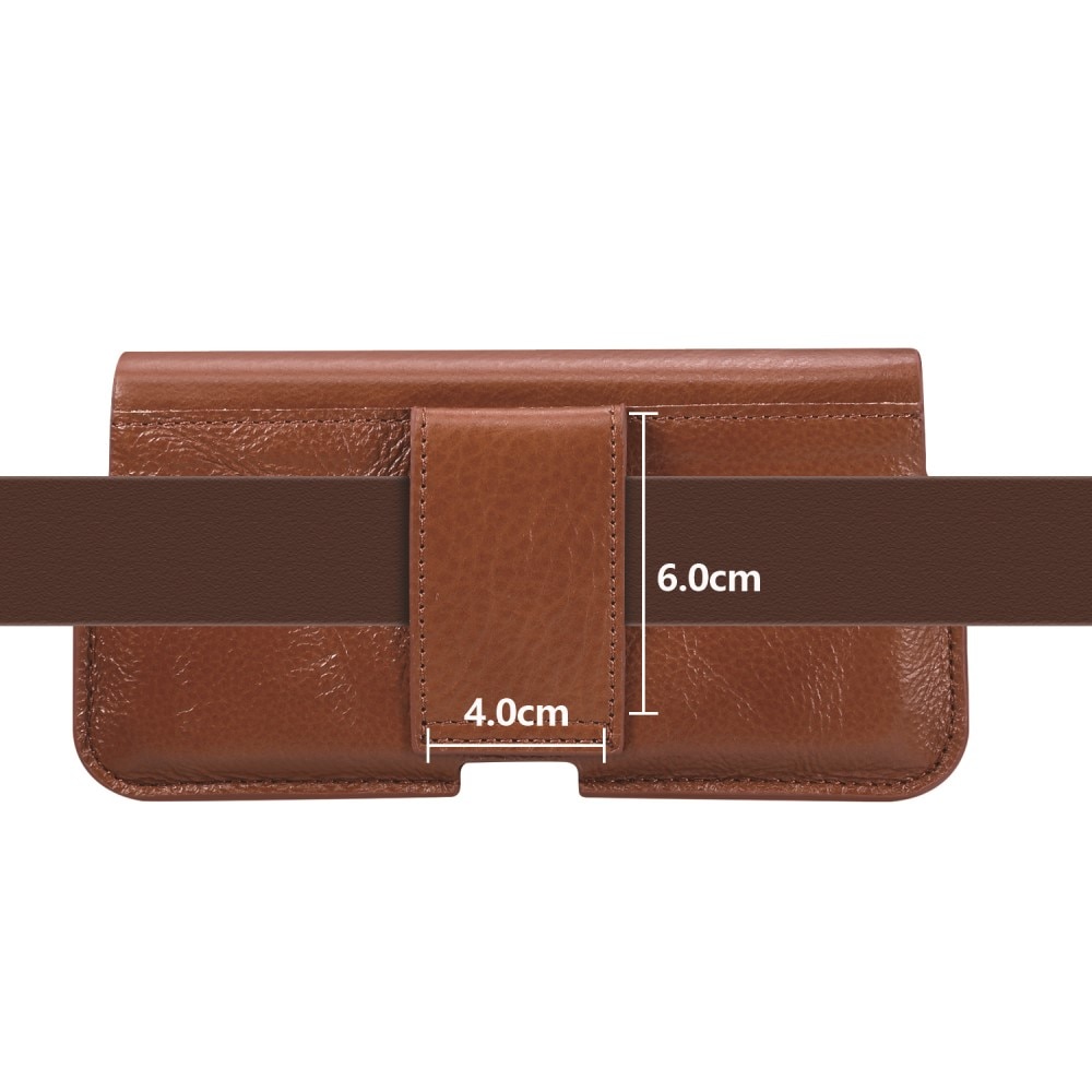 Sac-ceinture en cuir pour mobile XL, marron