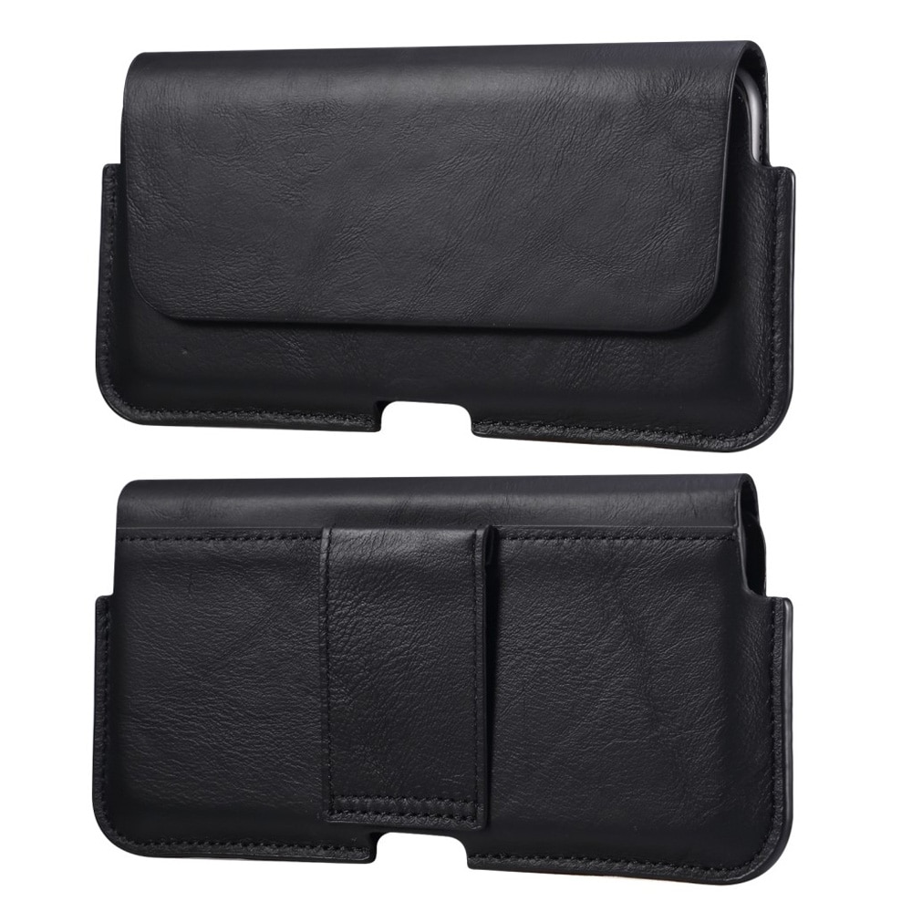 Sac-ceinture en cuir pour mobile XL, noir