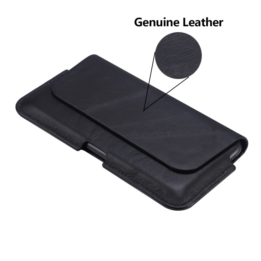 Sac-ceinture en cuir pour mobile XL, noir