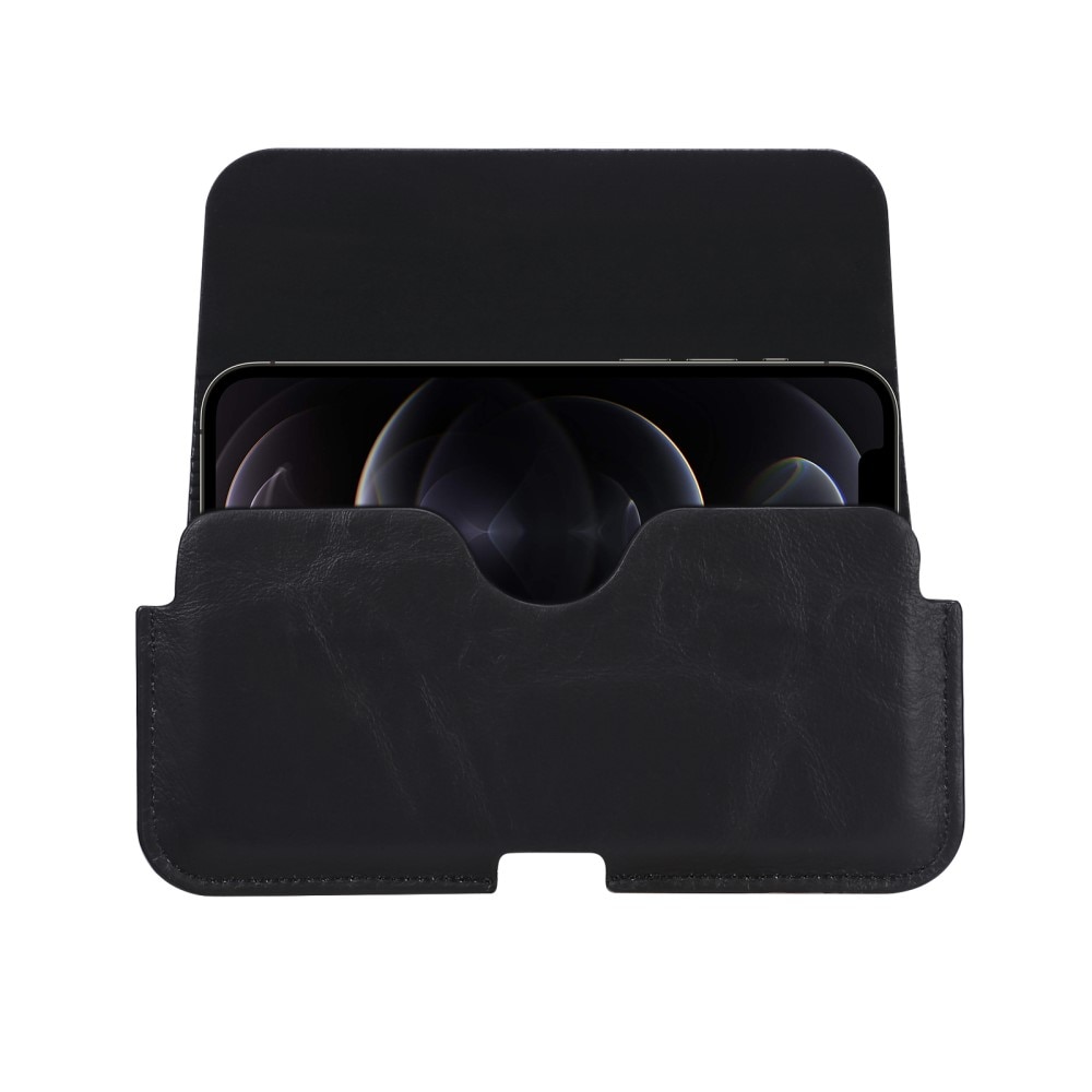 Sac-ceinture en cuir iPhone 15 Pro Max, noir