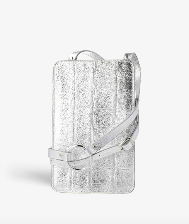 Smart Crossbody Sac Croco Argent
