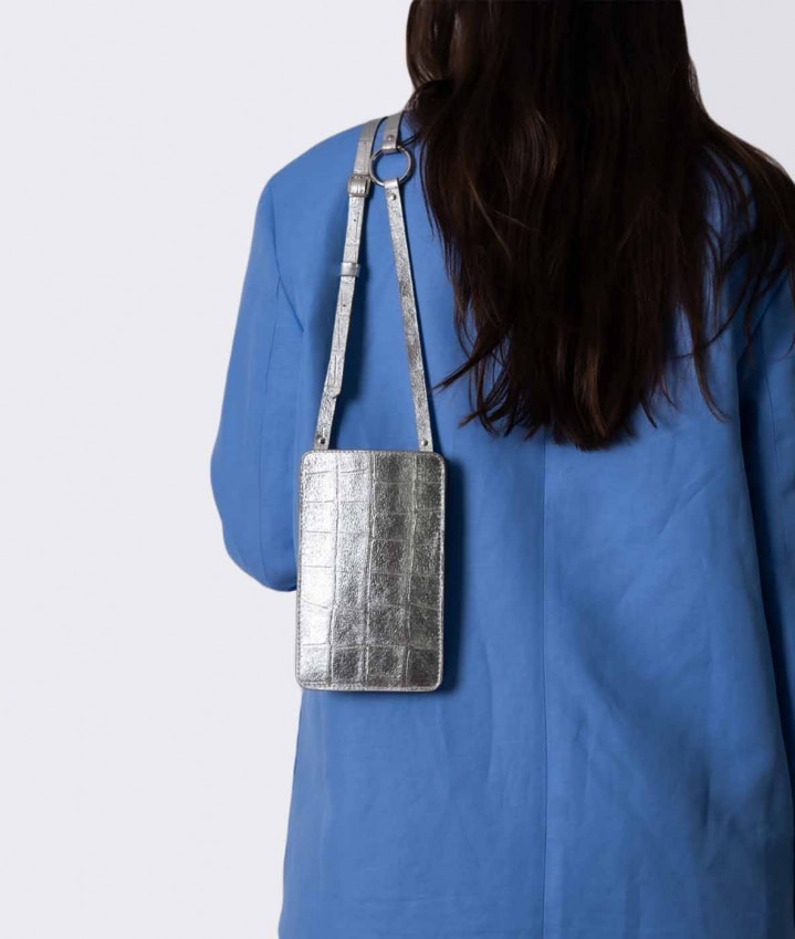 Smart Crossbody Sac Croco Argent