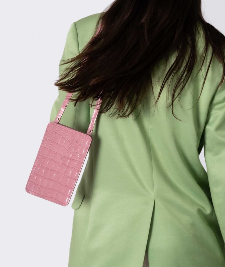 Smart Crossbody Sac Croco Rose