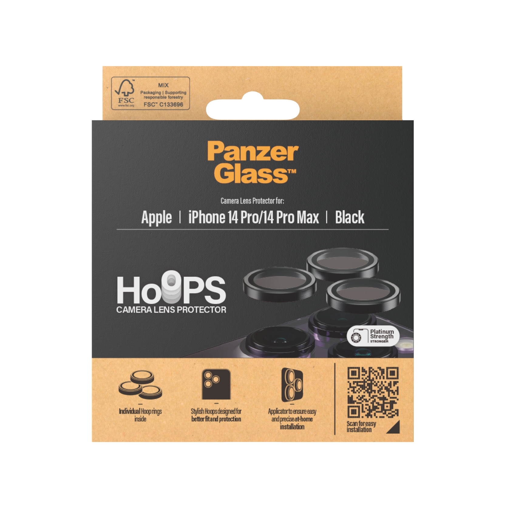 iPhone 14 Pro Hoops Camera Lens Protector, Black