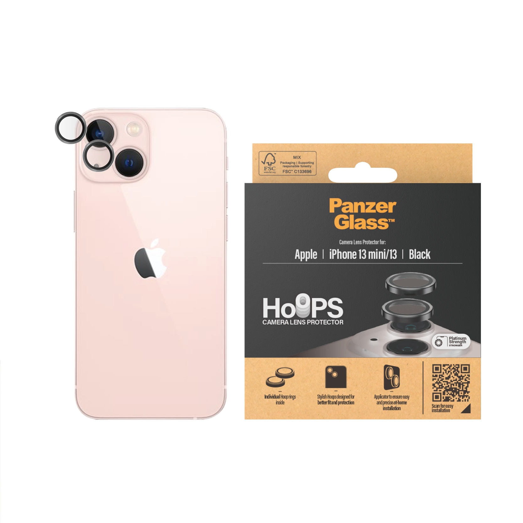 iPhone 13 Mini Hoops Camera Lens Protector, Black