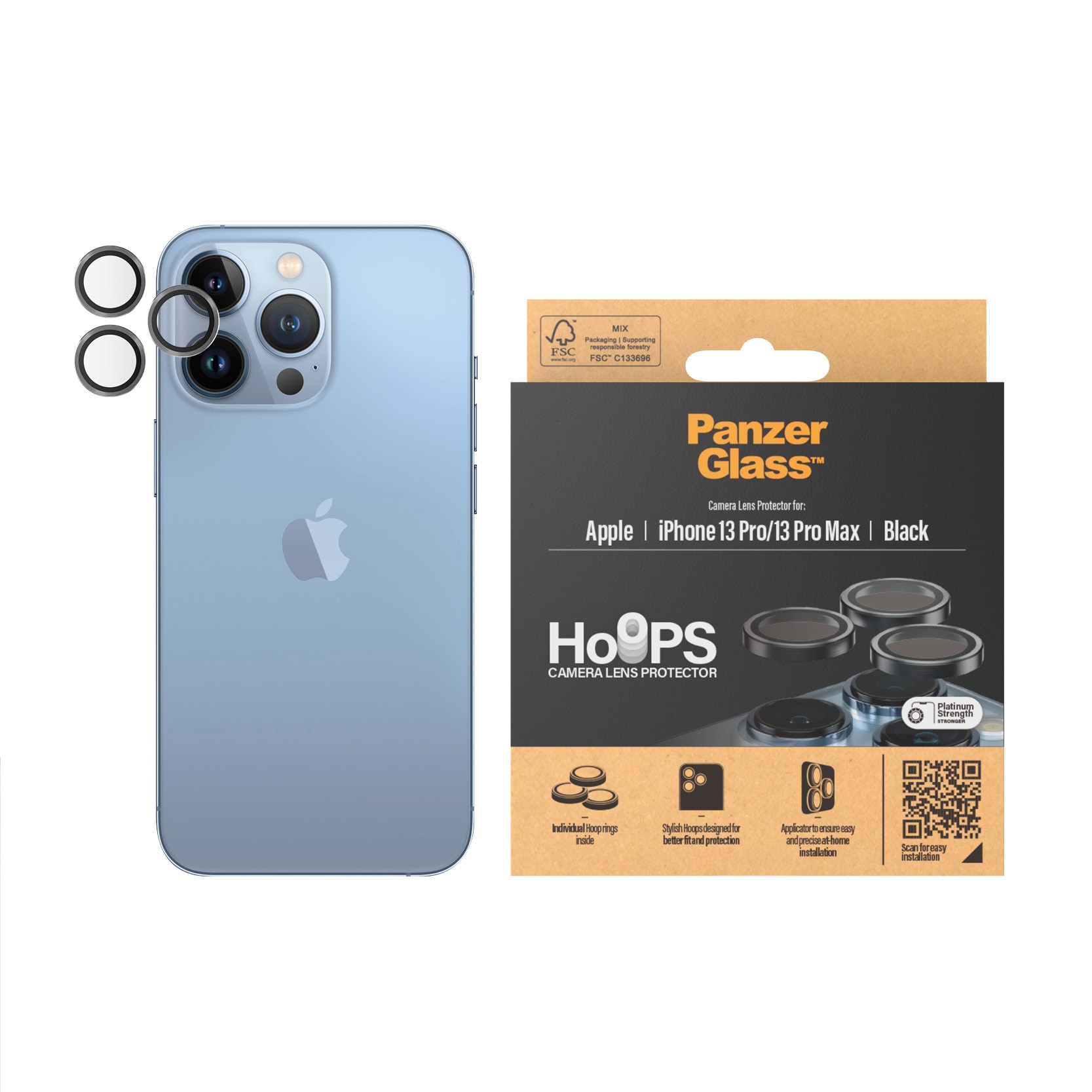 iPhone 13 Pro Max Hoops Camera Lens Protector, Black