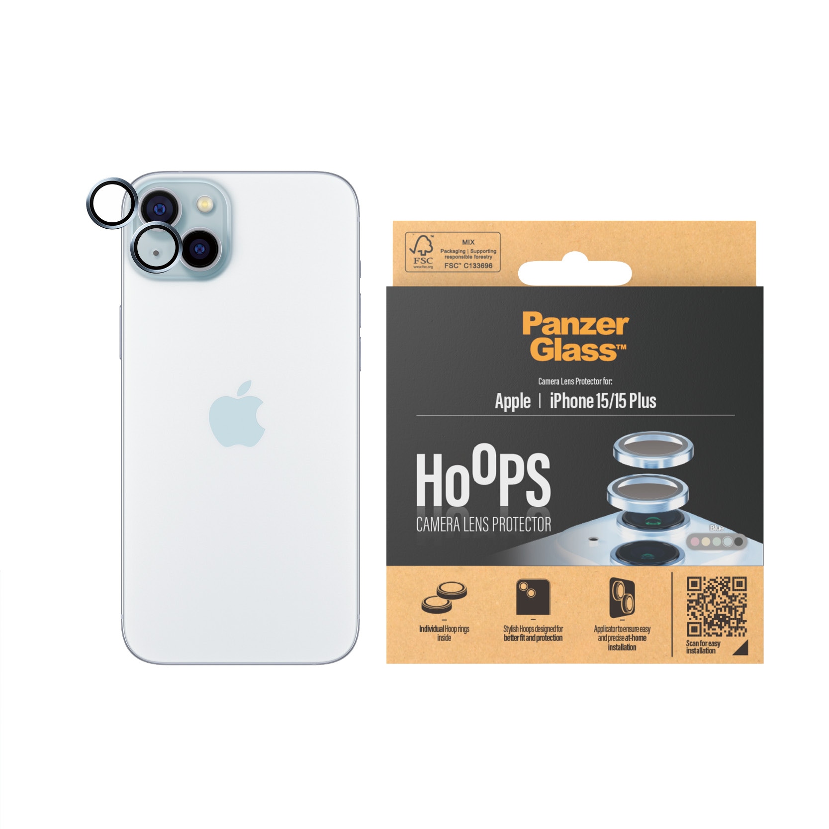 iPhone 15 Plus Hoops Camera Lens Protector, Blue