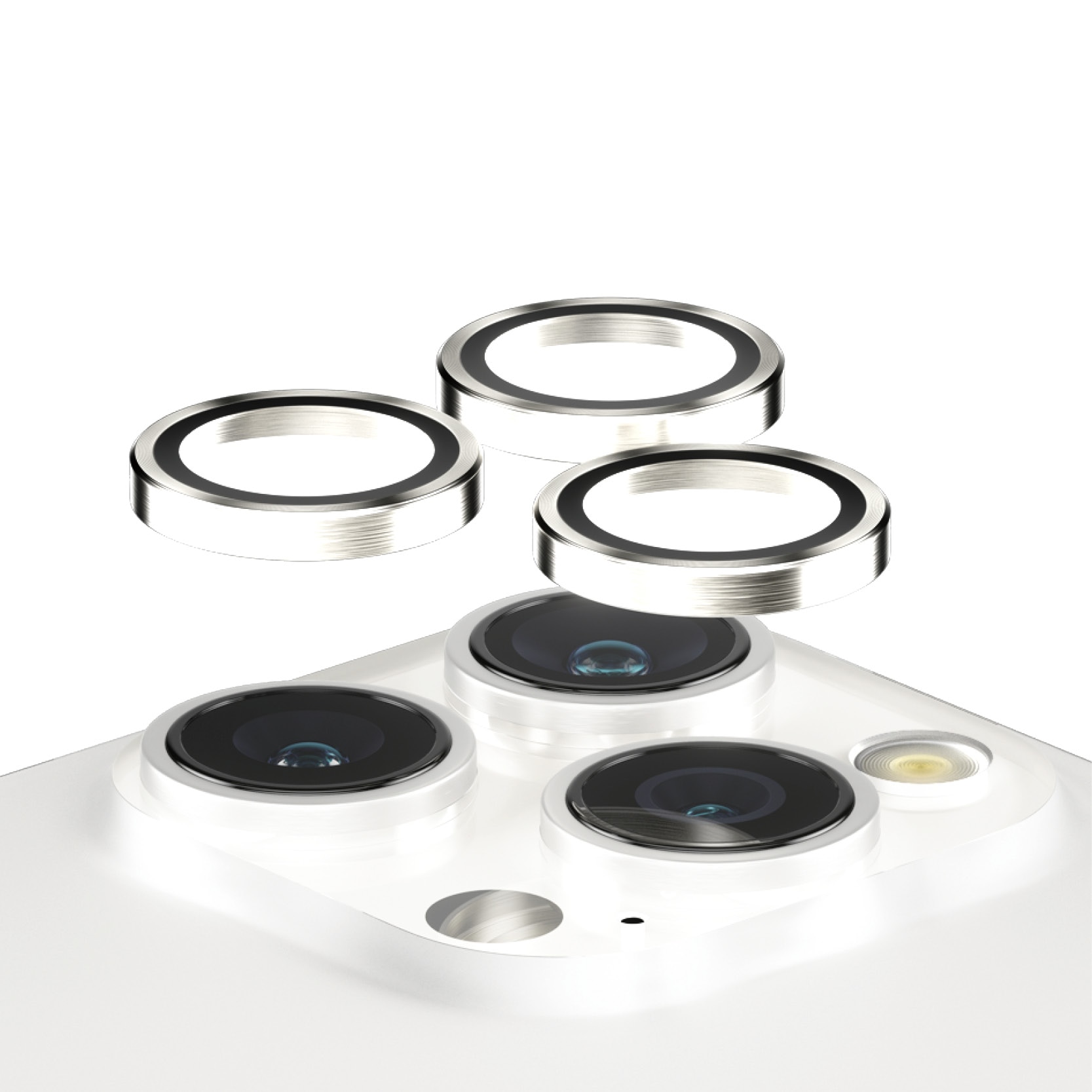 iPhone 15 Pro Hoops Camera Lens Protector, White Metal