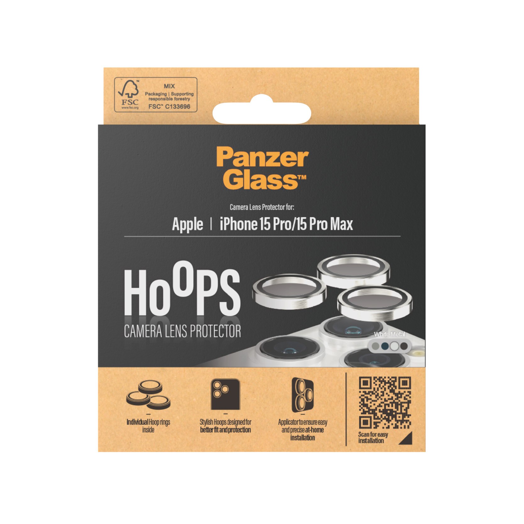 iPhone 15 Pro Max Hoops Camera Lens Protector, Argent