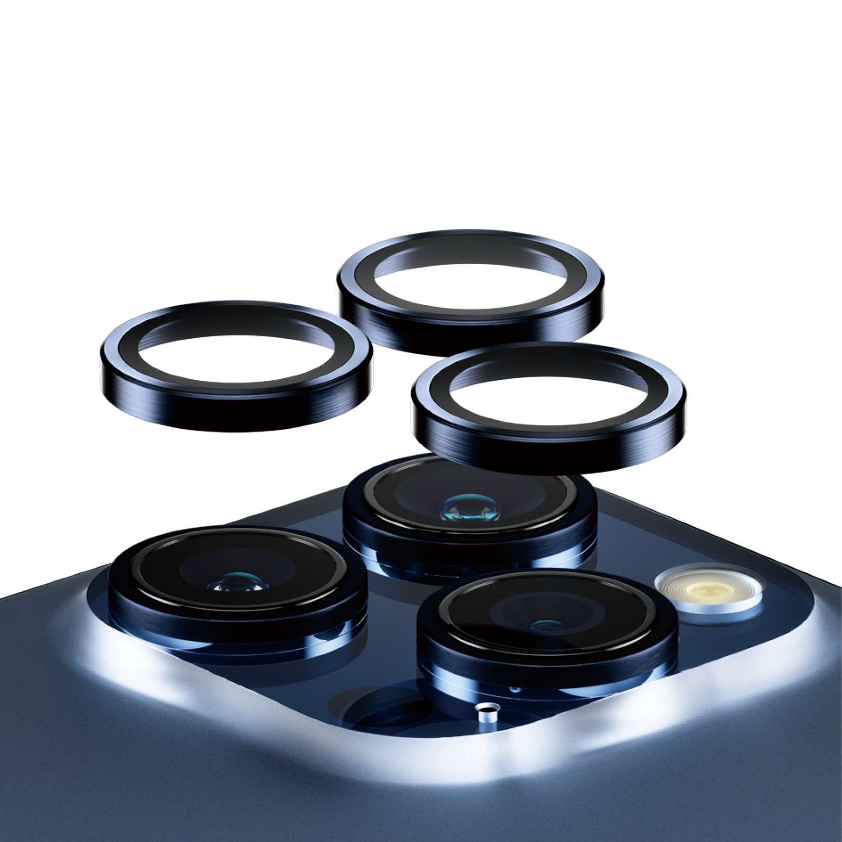 iPhone 15 Pro Max Hoops Camera Lens Protector, Blue Metal