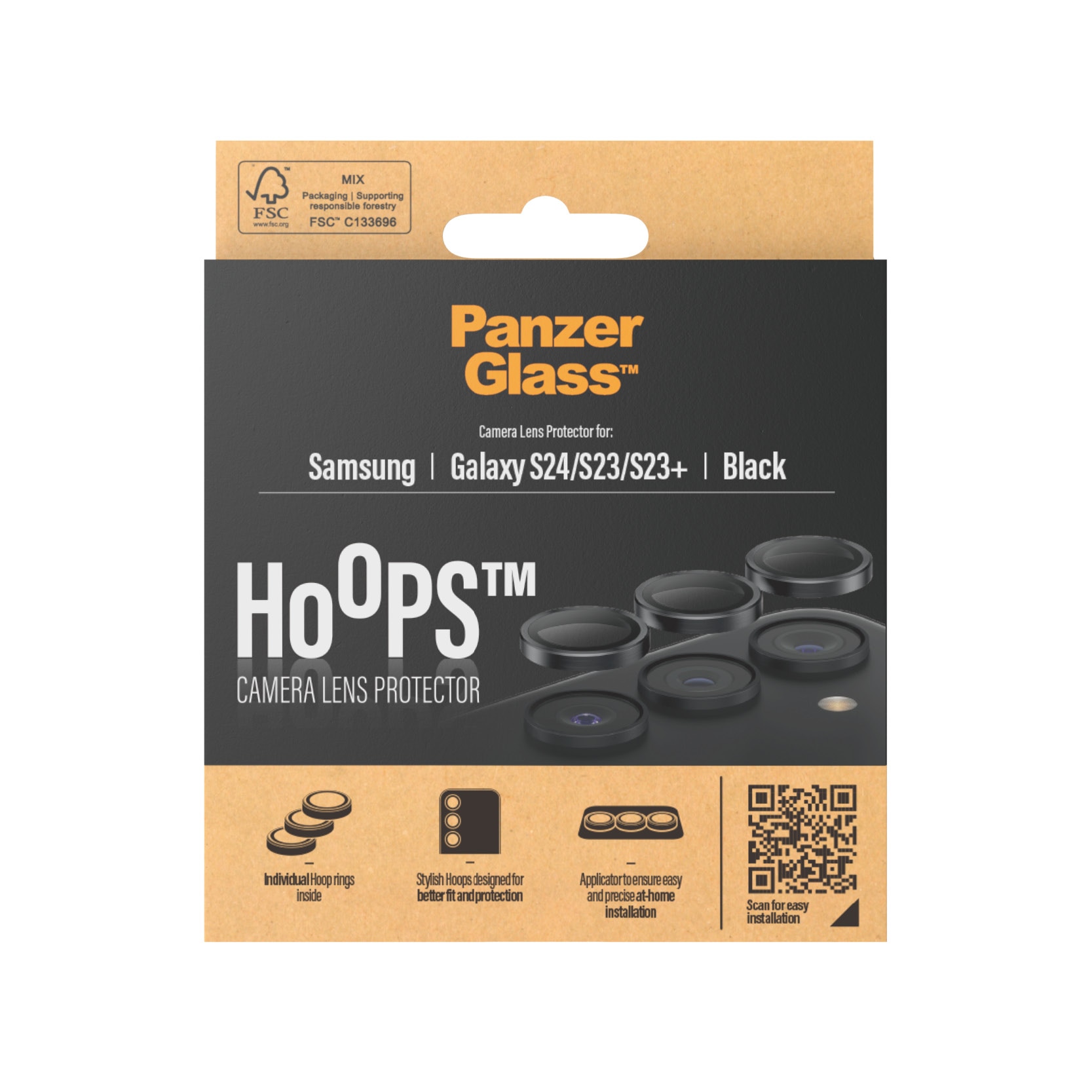 Samsung Galaxy S23 Hoops Camera Lens Protector, Black