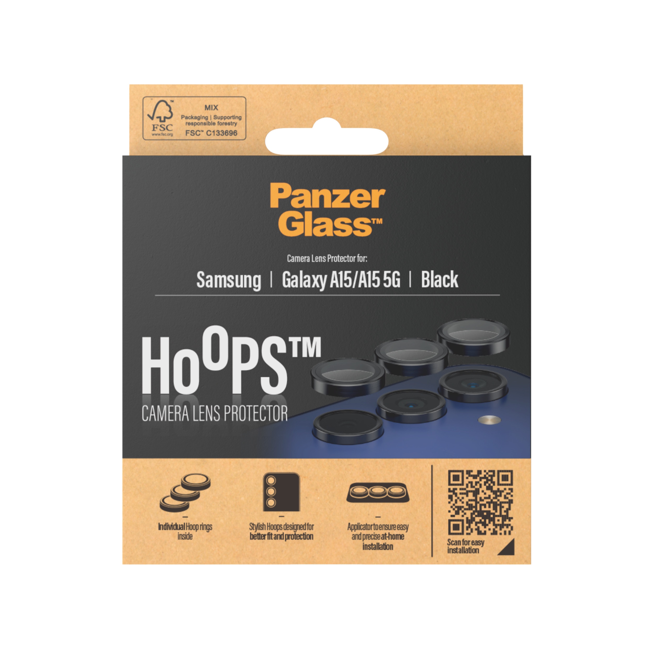 Samsung Galaxy A15 Hoops Camera Lens Protector, Noir