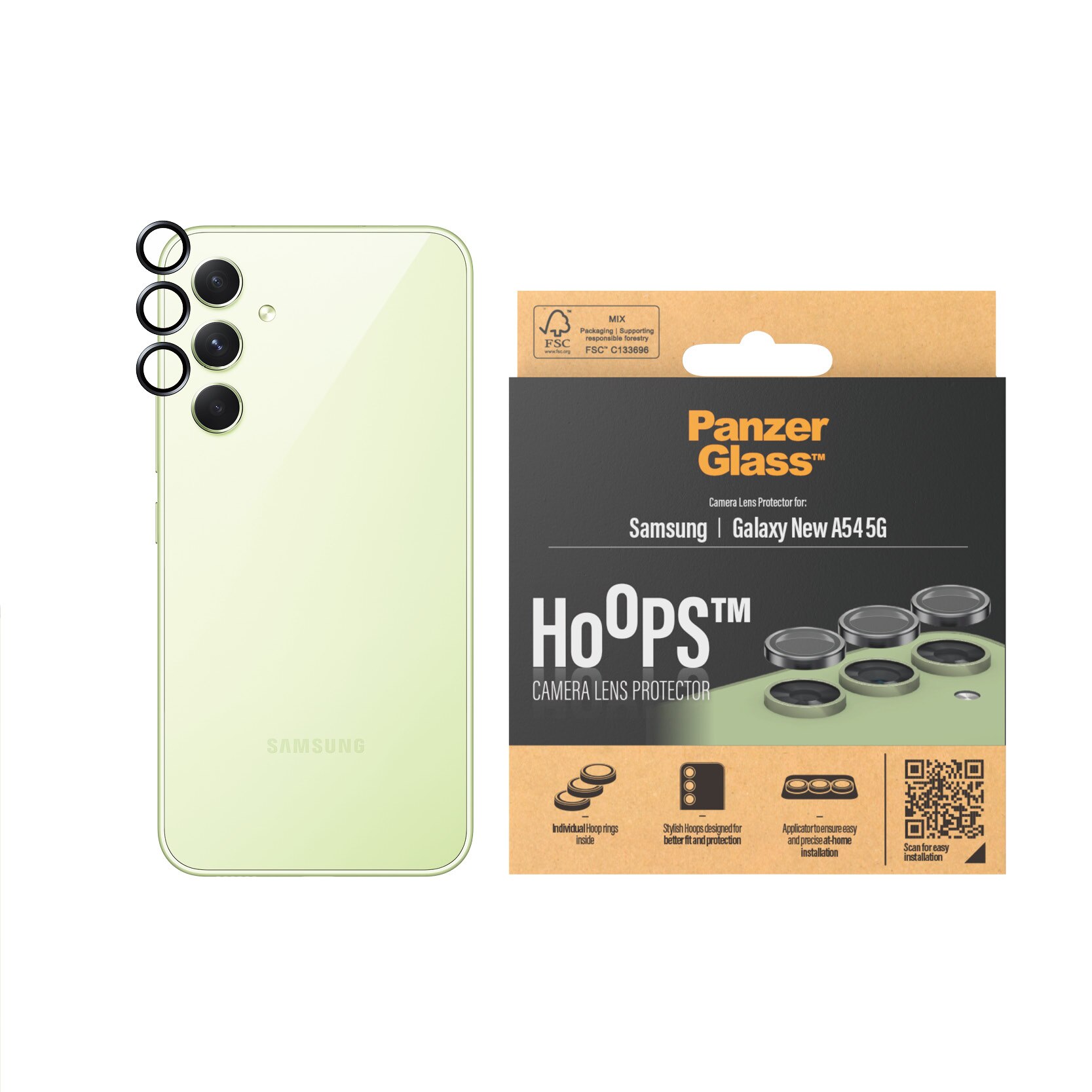 Samsung Galaxy A55 Hoops Camera Lens Protector, Noir