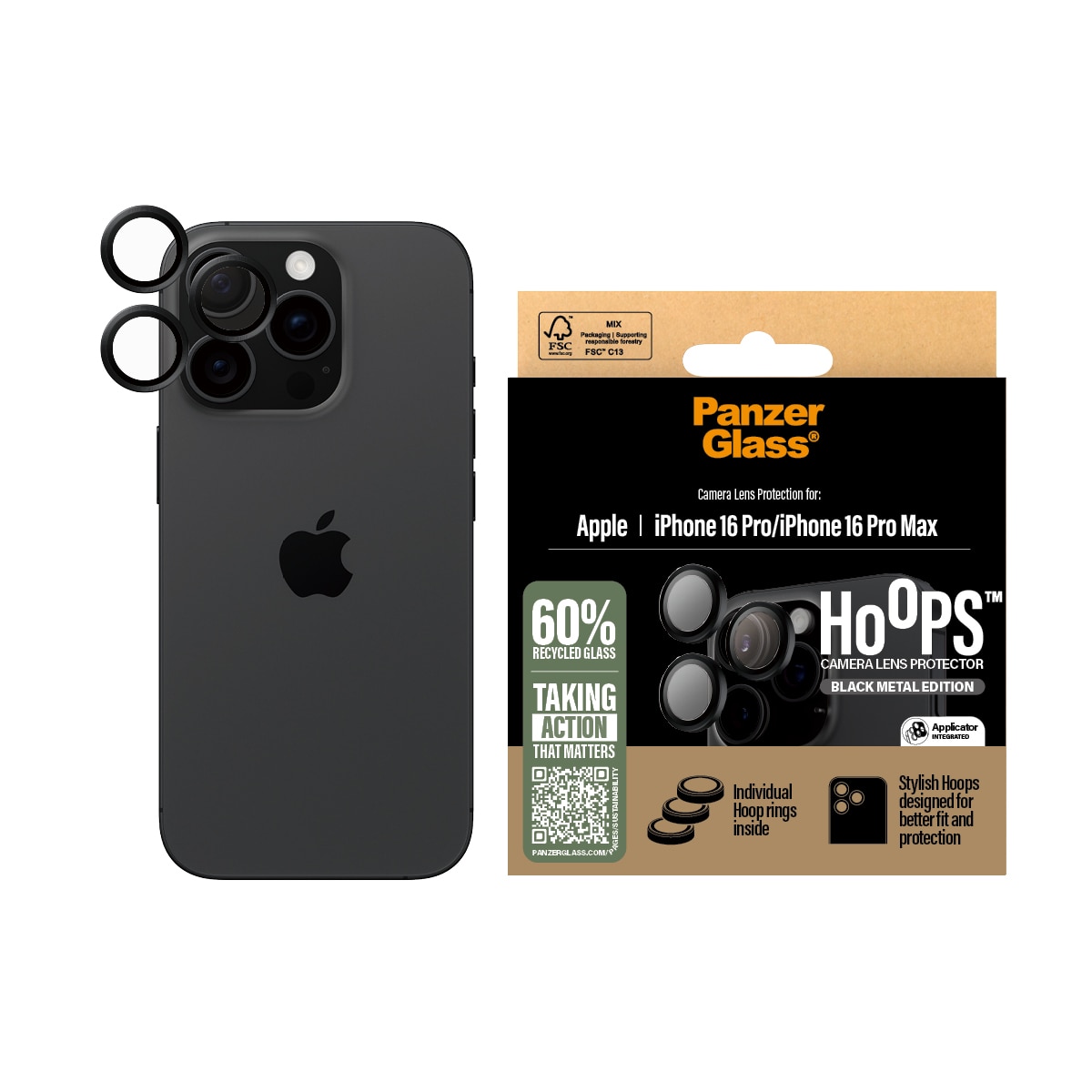 iPhone 16 Pro Max Hoops Camera Lens Protector, Noir