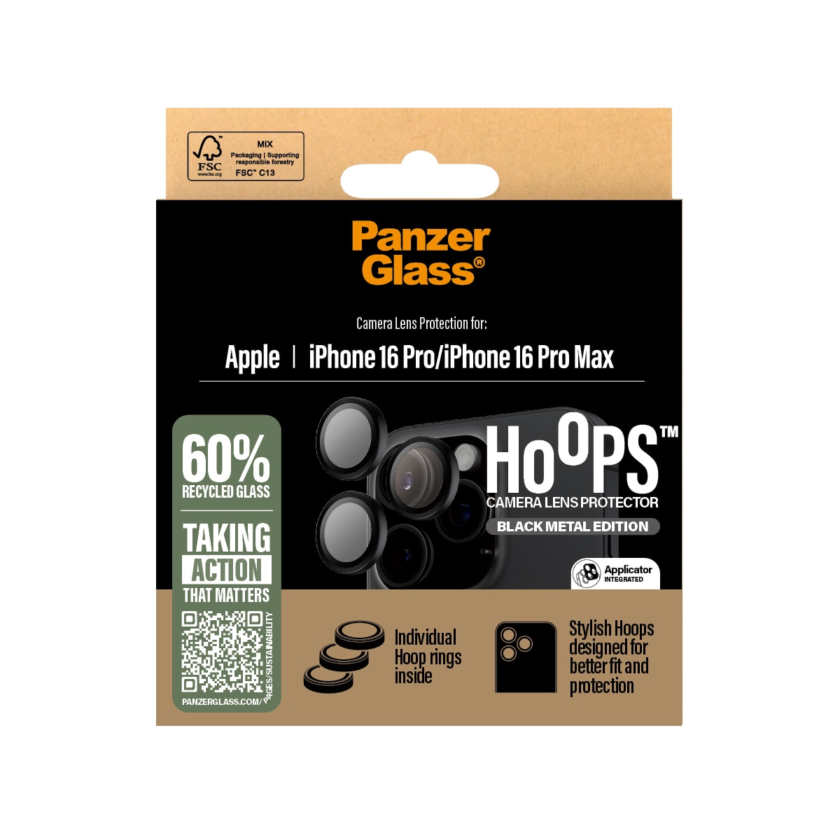 iPhone 16 Pro Max Hoops Camera Lens Protector, Noir