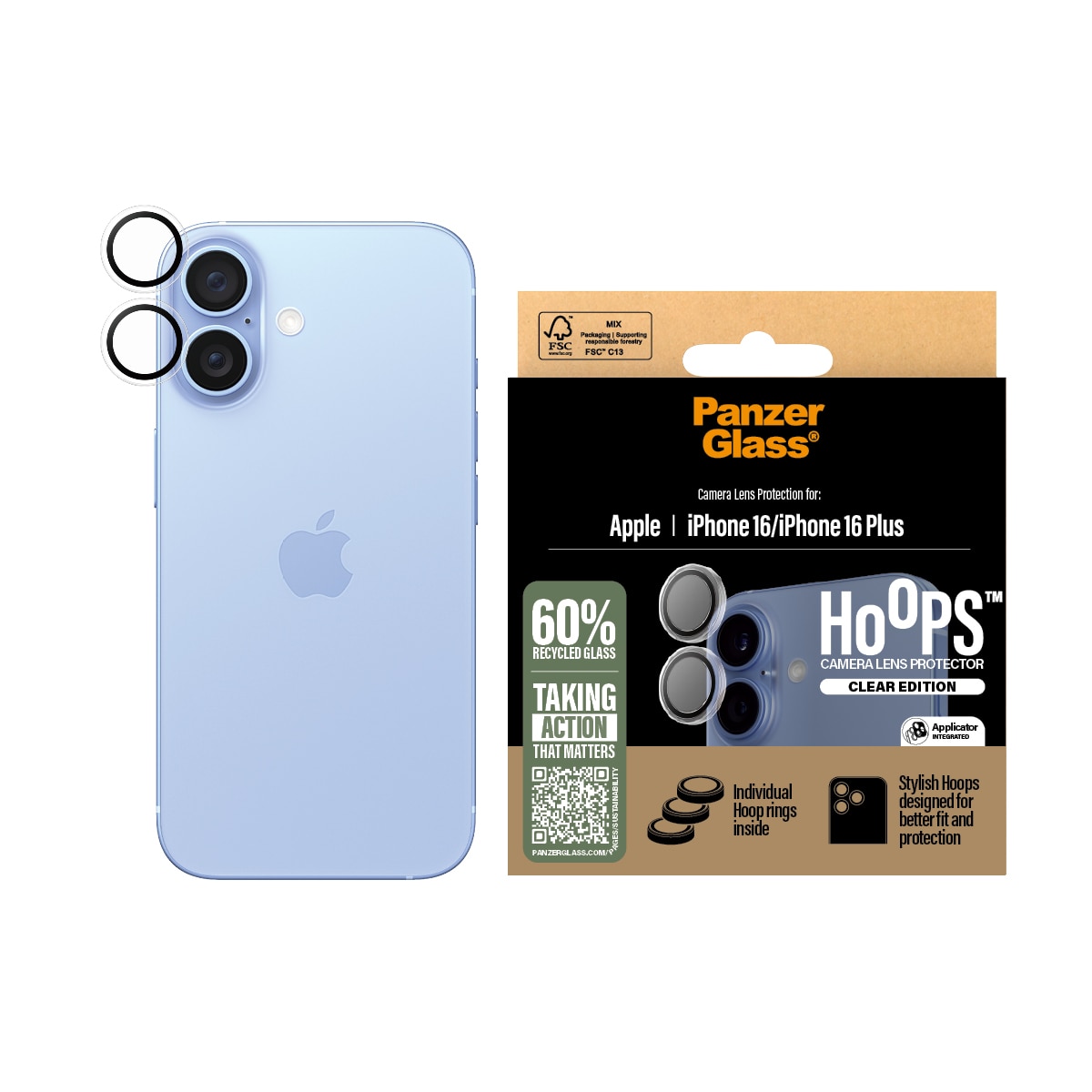 iPhone 16 Plus Hoops Camera Lens Protector, Transparent