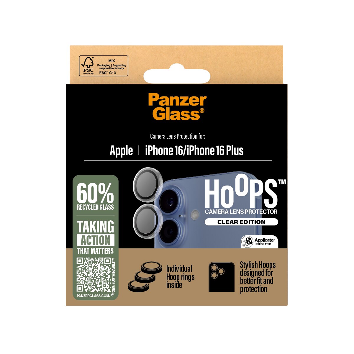 iPhone 16 Plus Hoops Camera Lens Protector, Transparent