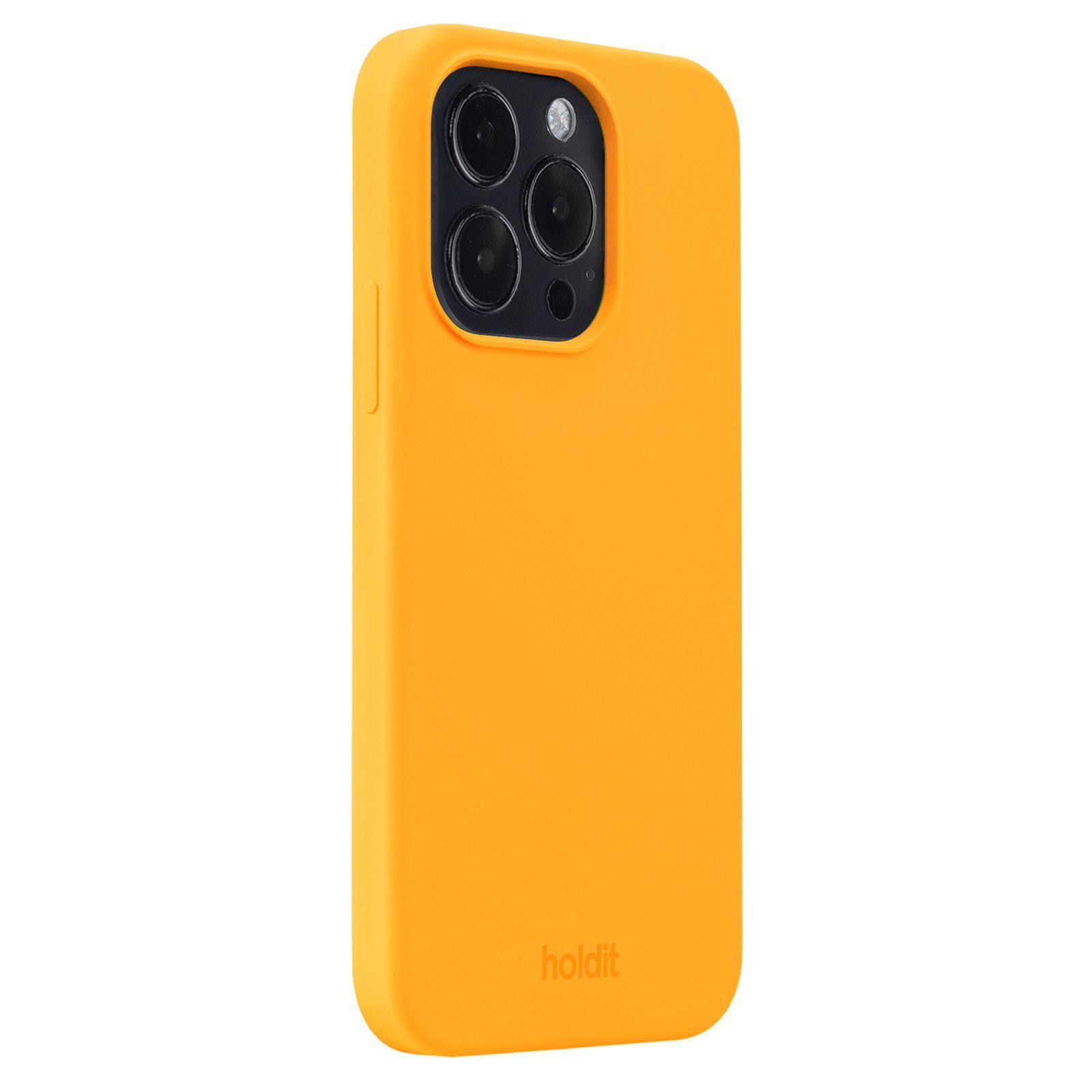 Coque en silicone pour iPhone 14 Pro, Orange Juice