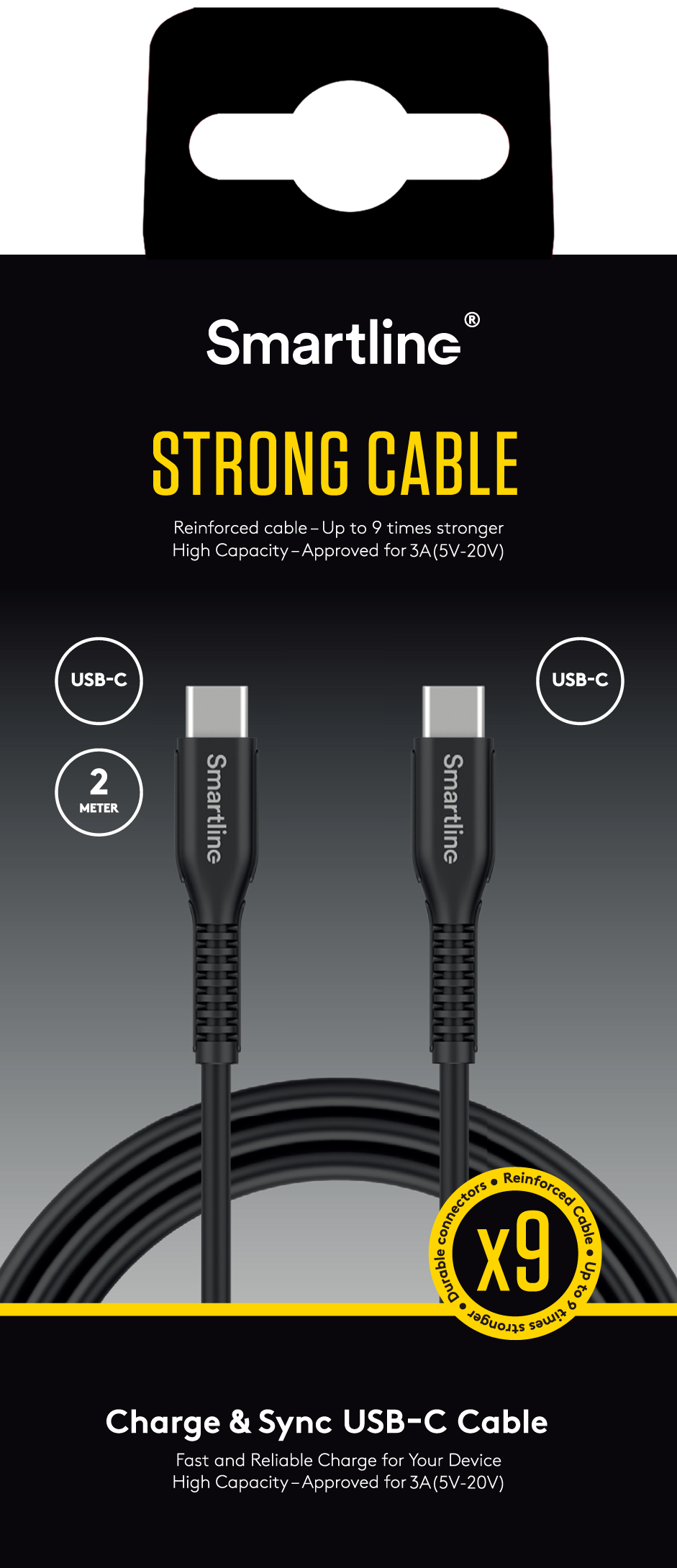 Strong Câble USB-C vers USB-C 2 mètres, noir