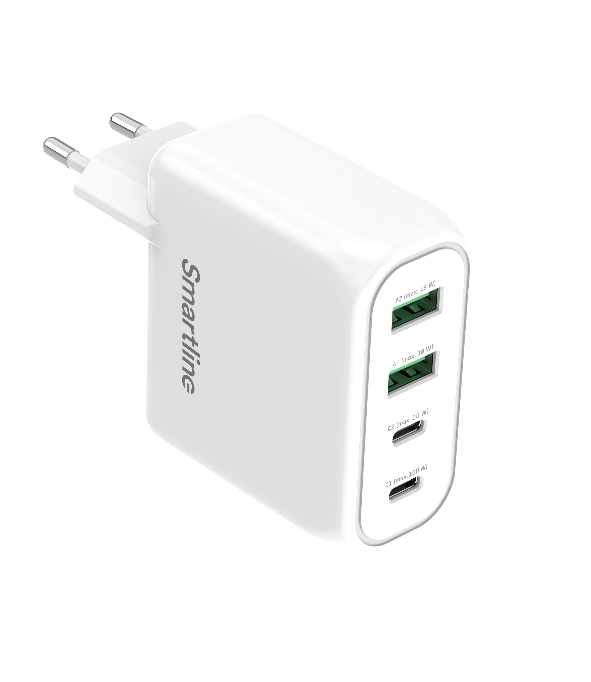 Chargeur Mural  PD 100W 4 Port USB-C + USB-A, blanc