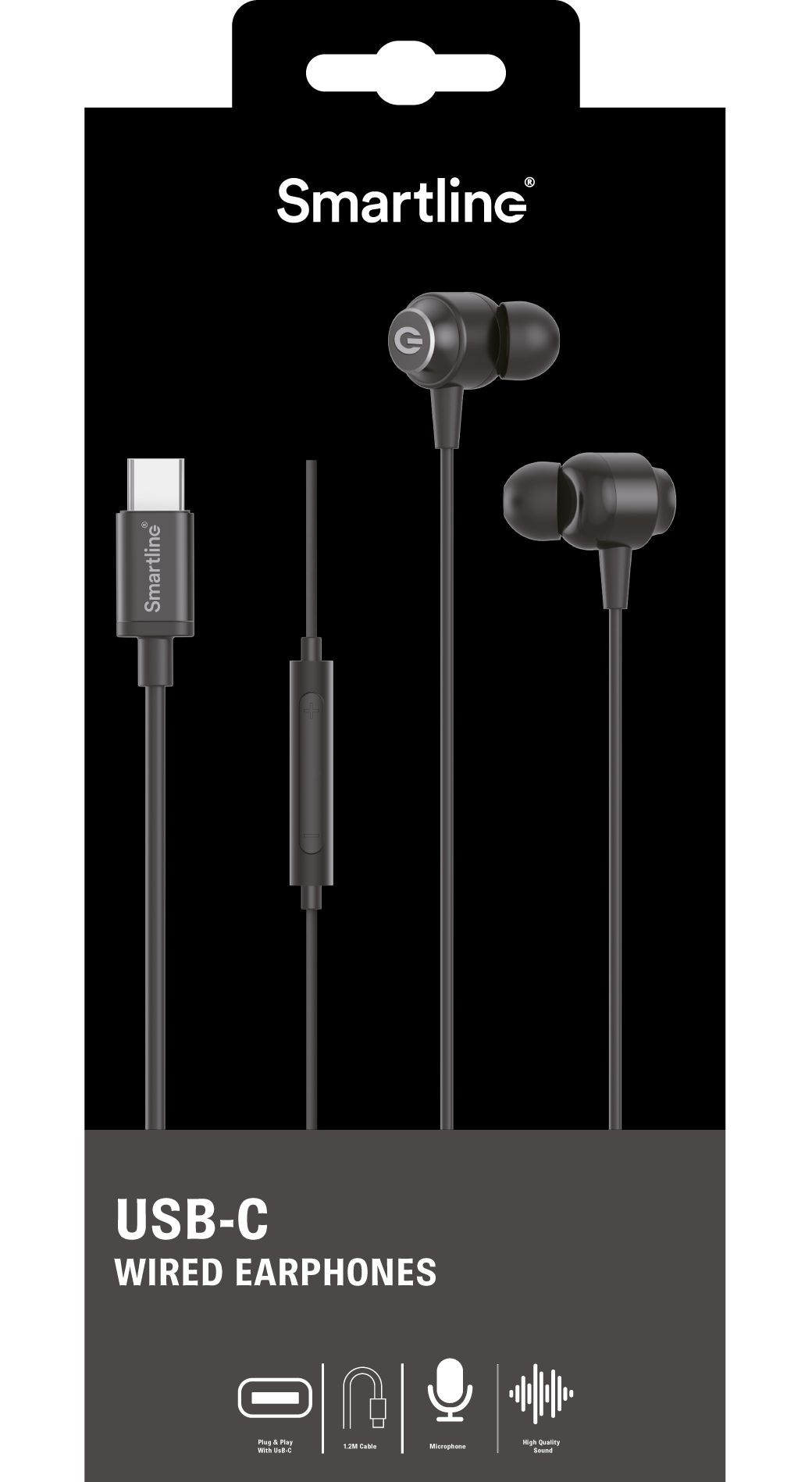 Écouteurs filaires USB-C, noir