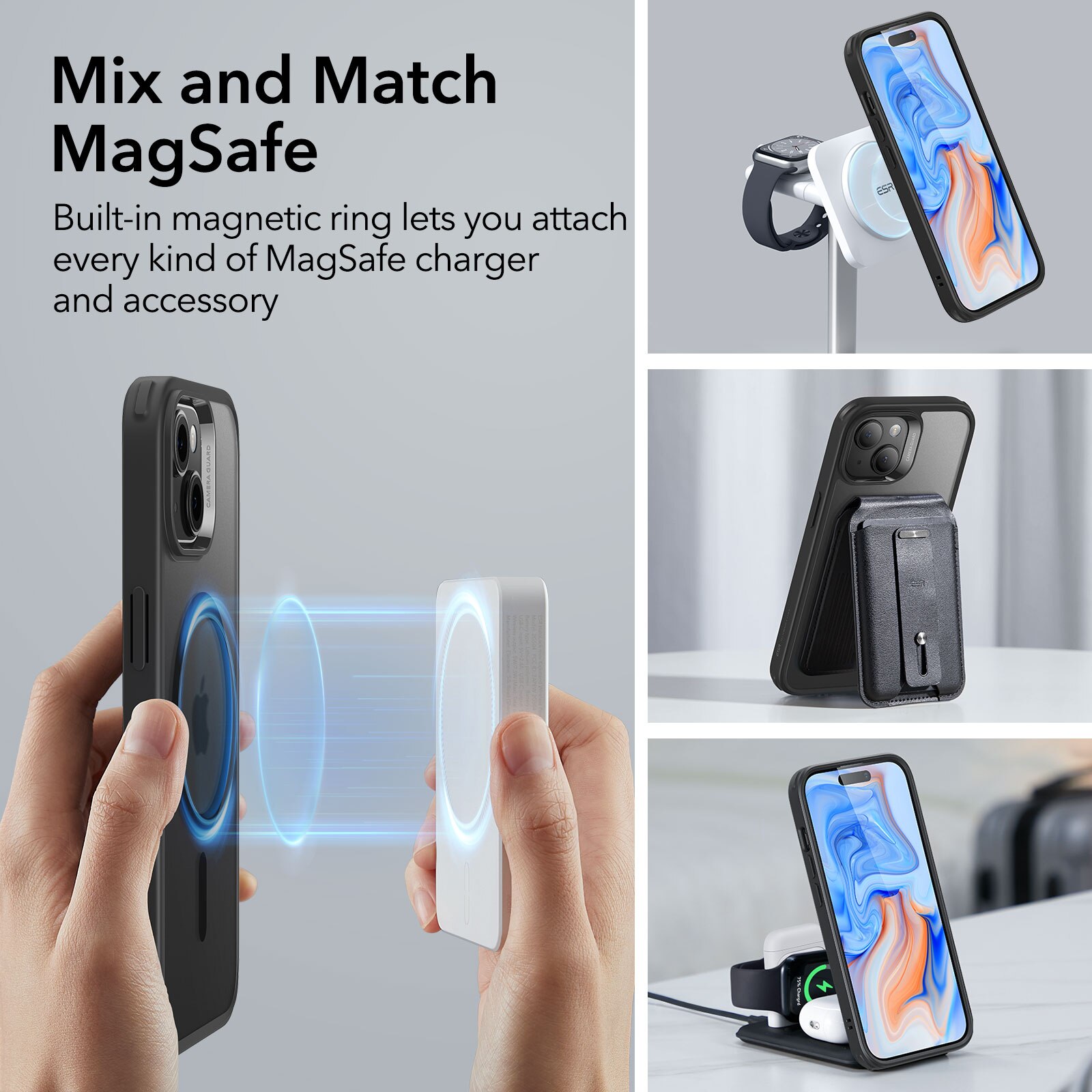 Classic Hybrid HaloLock MagSafe iPhone 15 Plus, Noir