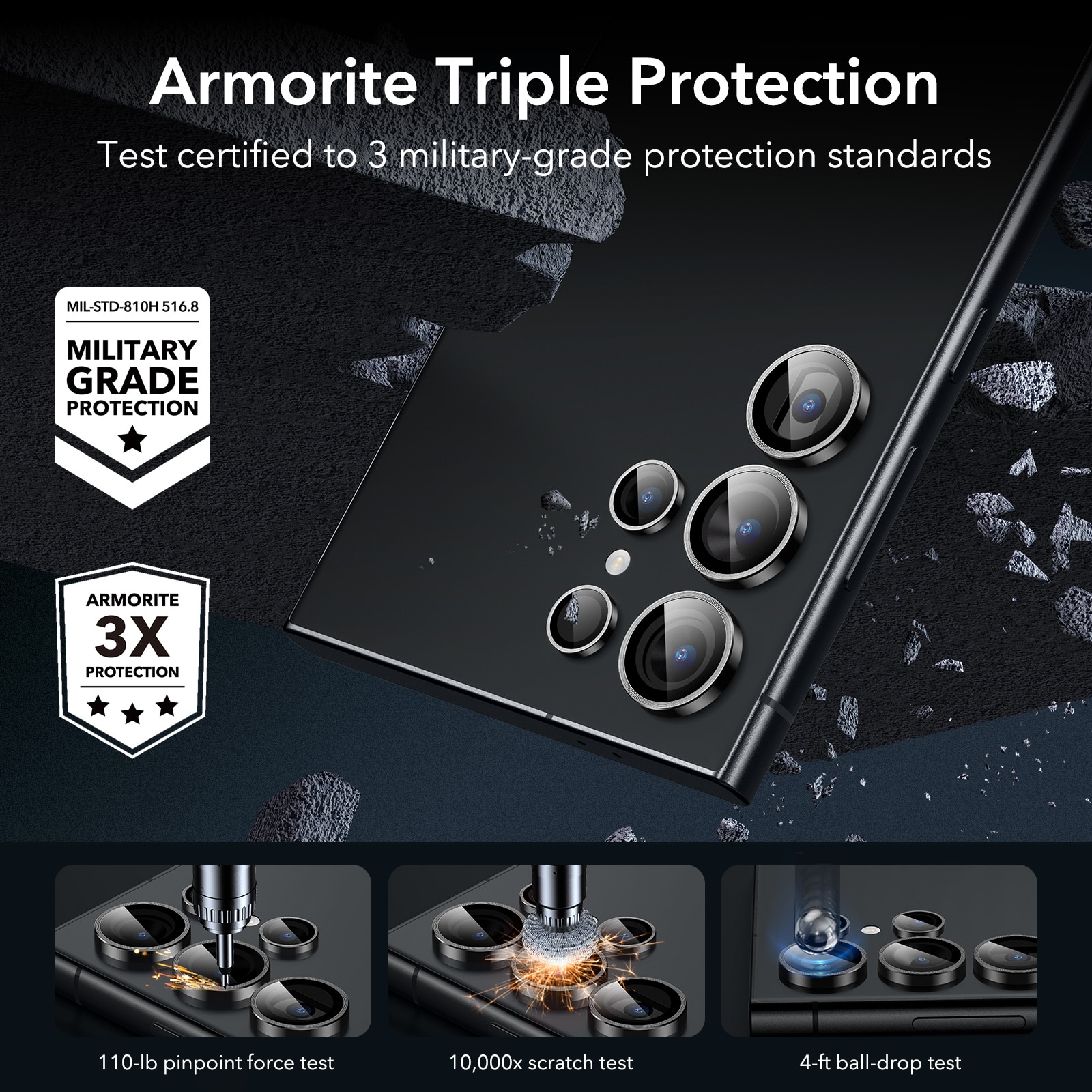 Armorite Camera Lens Protector (2 pièces) Samsung Galaxy S24 Ultra, Black