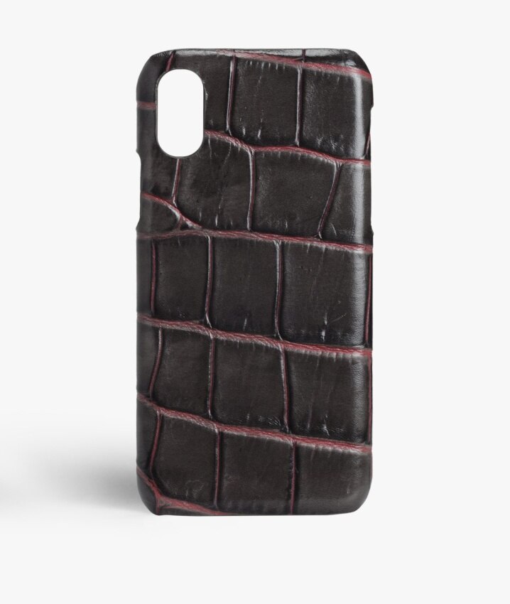 Coque iPhone Xr Croco Taupe / Pink