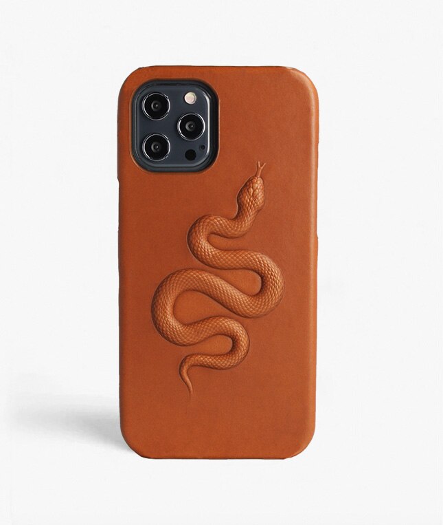 Coque iPhone 12 Pro Max Snake Cognac