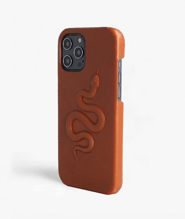 Coque iPhone 12 Pro Max Snake Cognac