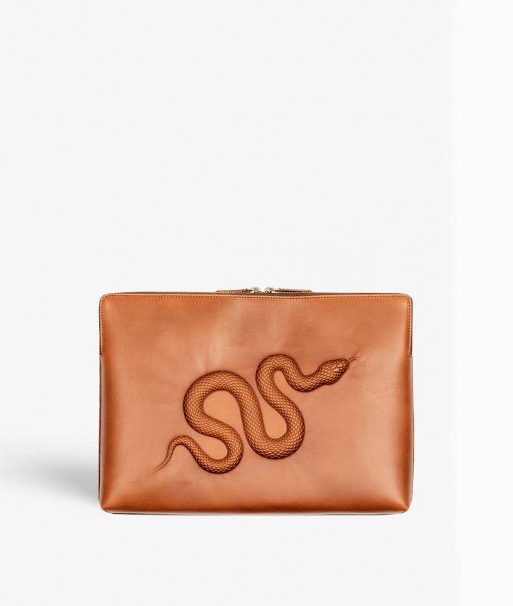 Sacoche pour ordinateur 15" Snake Vegetable Marron