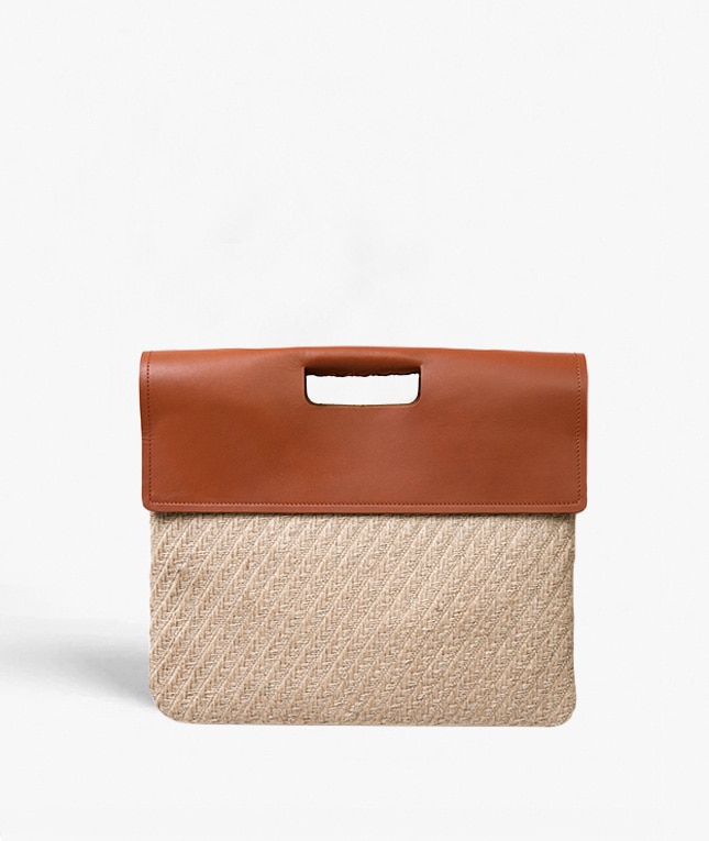 Trend Bag Jute Leather Vegetable Tanned Marron