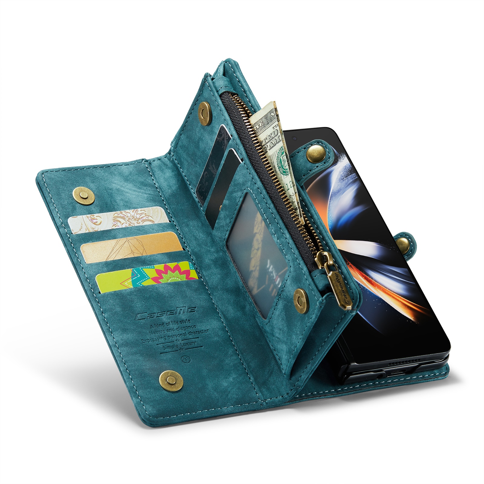 Étui portefeuille multi-cartes Samsung Galaxy Z Fold 4 Bleu