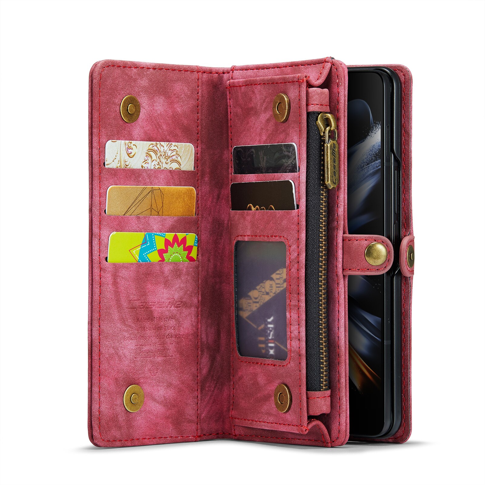 Étui portefeuille multi-cartes Samsung Galaxy Z Fold 4, Rouge