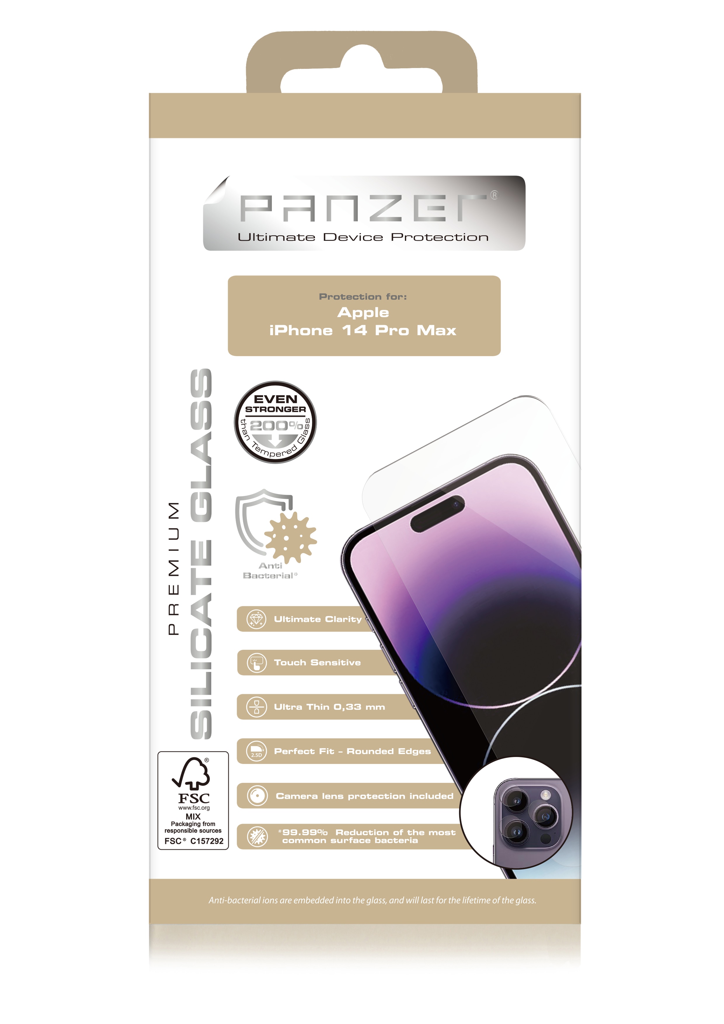 Protection d'écran en verre trempé pour iPhone 14 Pro Max SELENCIA