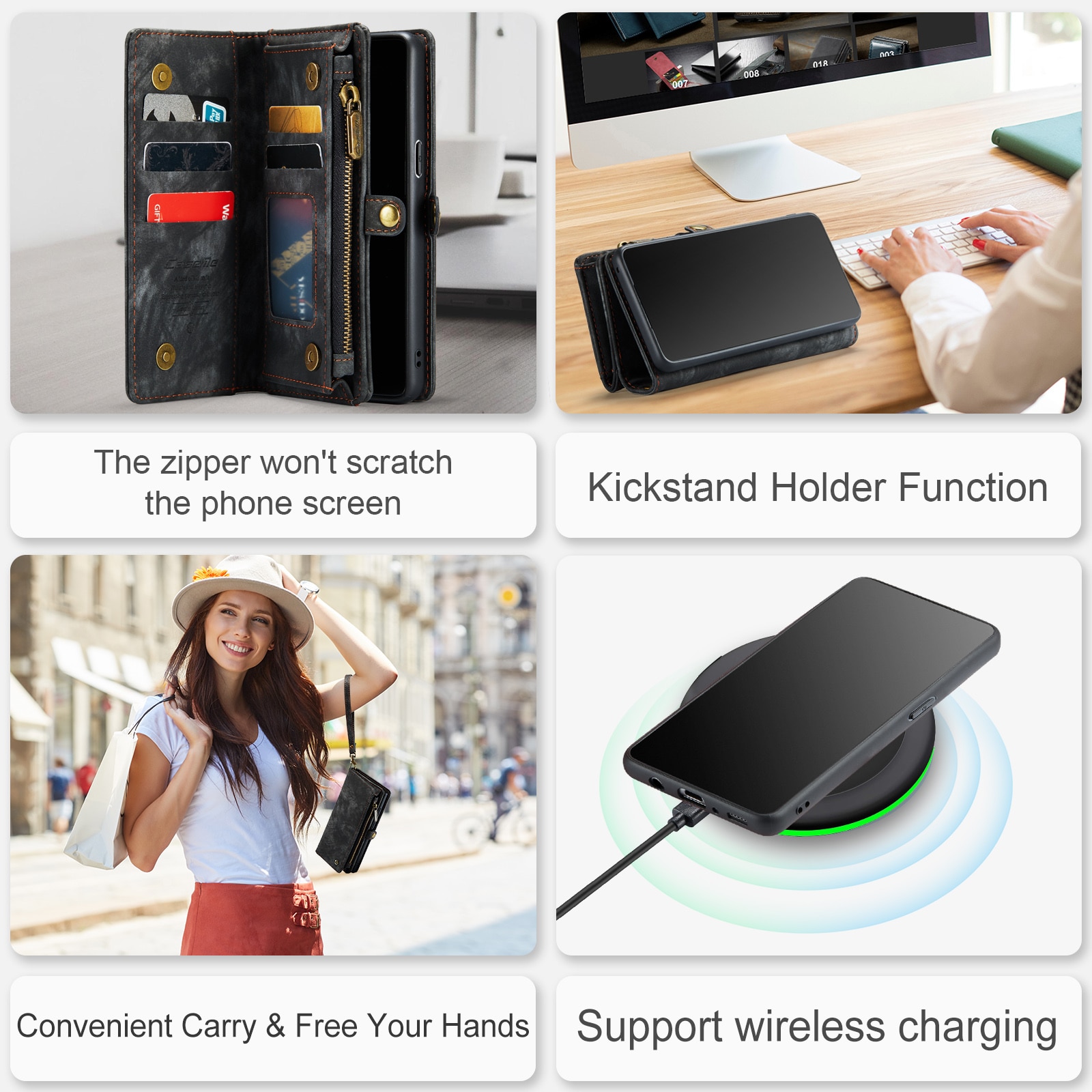 Étui portefeuille multi-cartes Samsung Galaxy S9, Gris