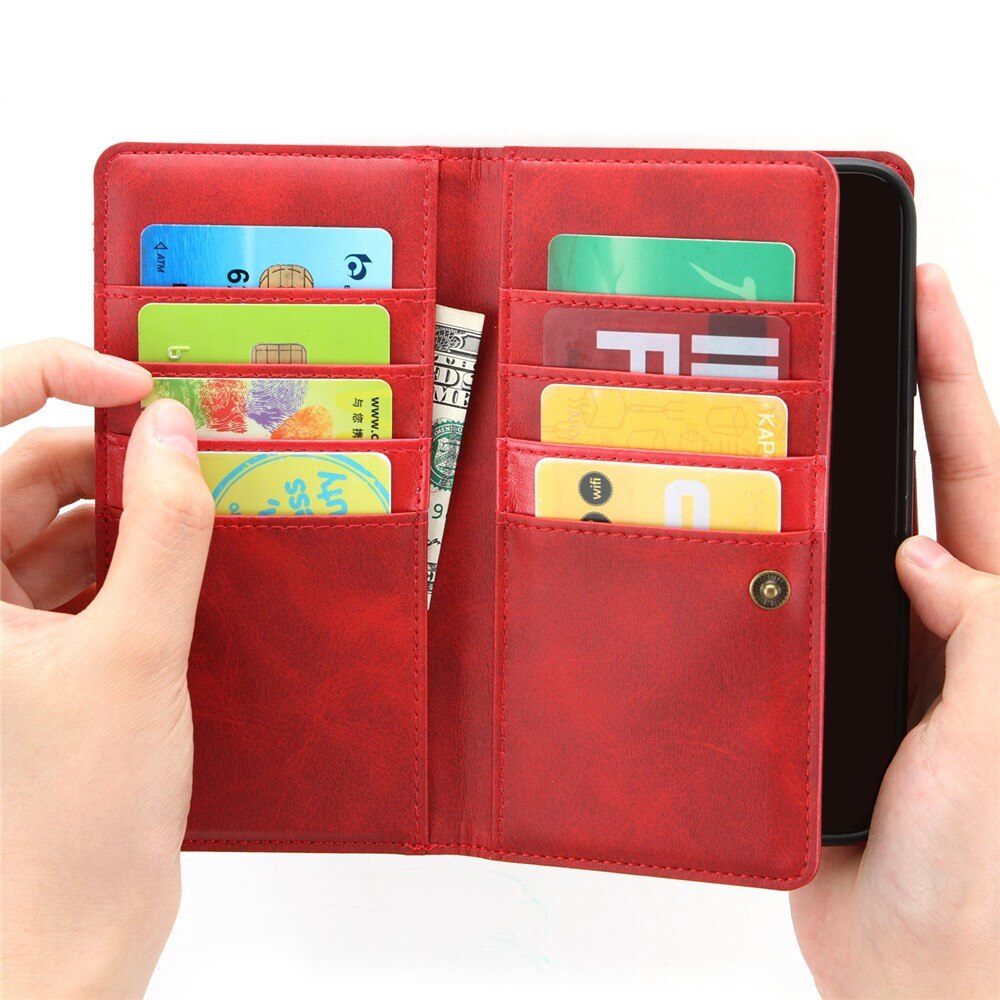 Portefeuille en cuir avec plusieurs fentes iPhone 13 Rouge