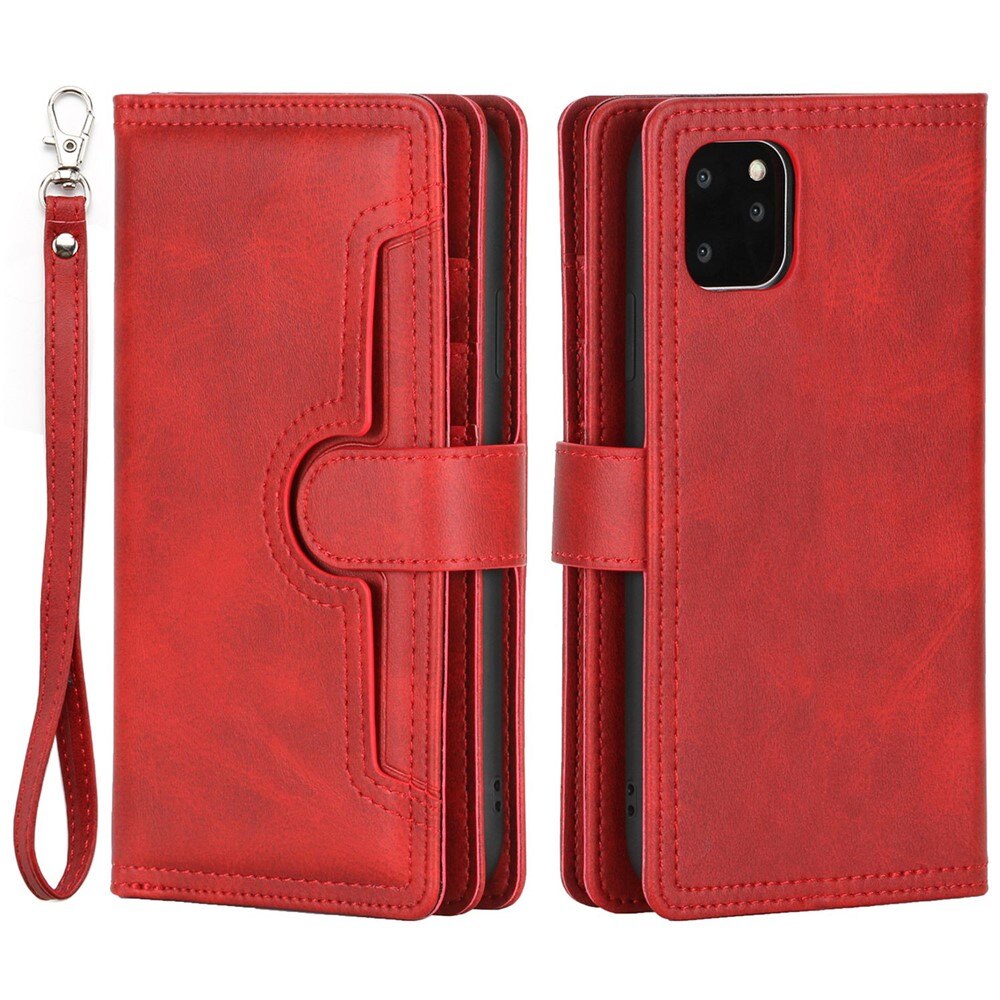 Portefeuille en cuir avec plusieurs fentes iPhone 13 Rouge