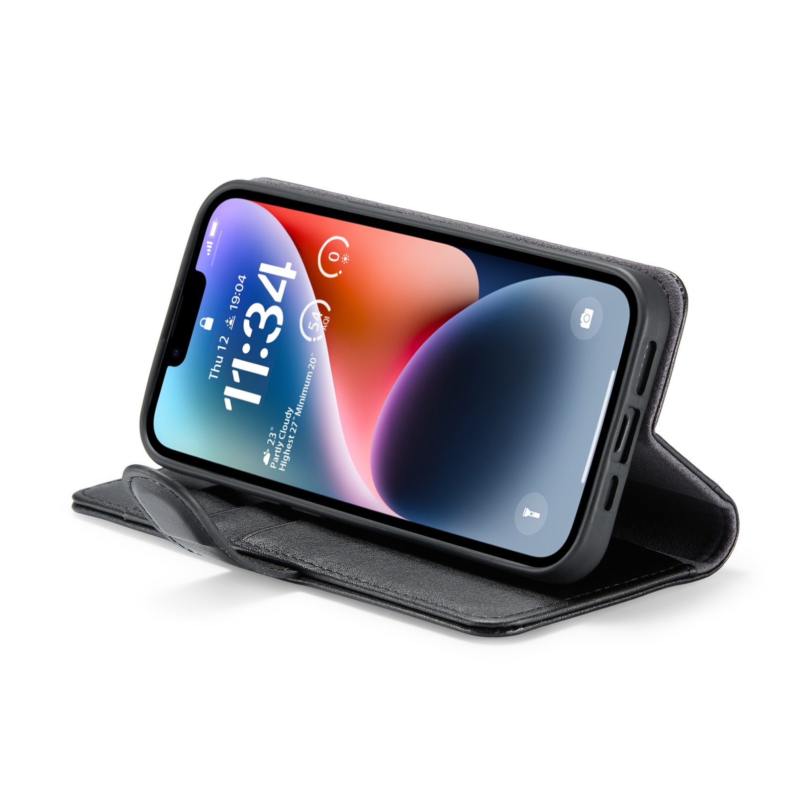 Étui en cuir veritable iPhone 14, Noir
